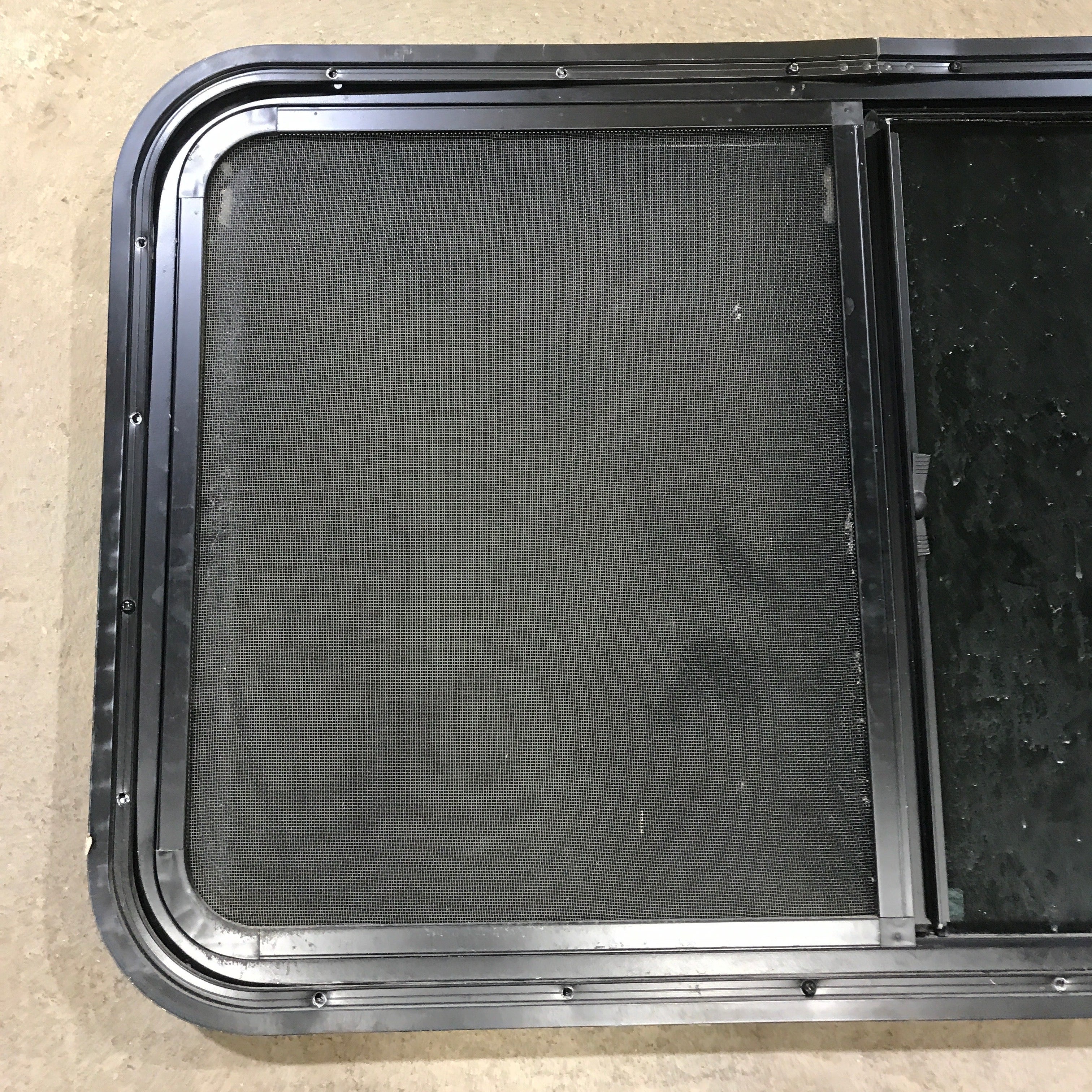 Used Black Radius Opening Window : 35.5" X 21.5" X 1.5" - Young Farts RV Parts