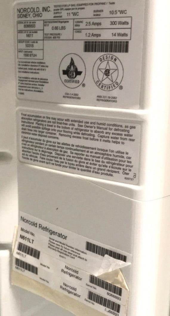 Used Complete Norcold Fridge, 2-Way - N611LT