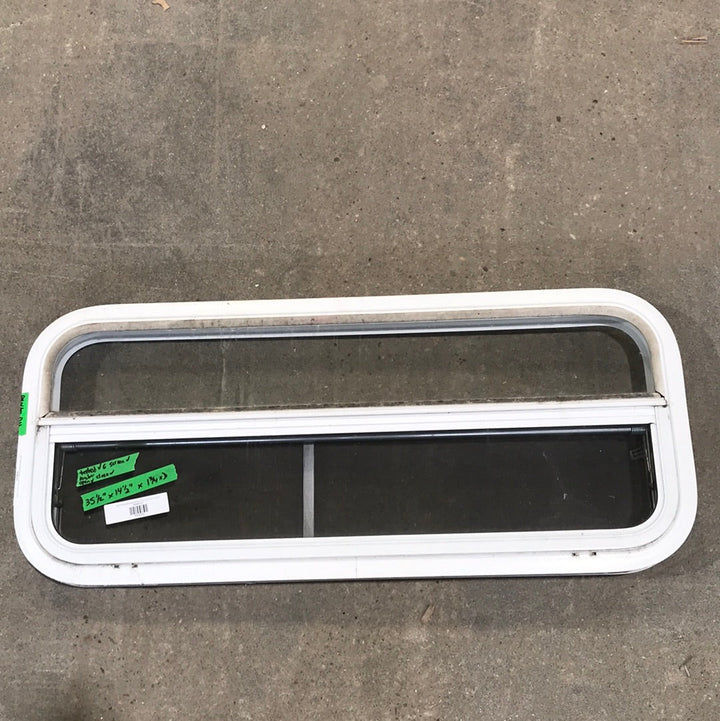 USED White Radius Opening Window : 35 1/2" W X 14 1/2" H X 1 3/4" D - Young Farts RV Parts