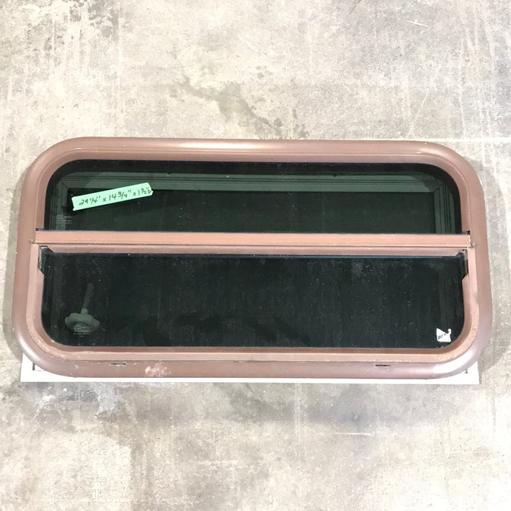 Used Brown Radius Dual Pane-Storm Window : 29 1/4" W x 14 3/4" H x 1 1/2" D - Young Farts RV Parts