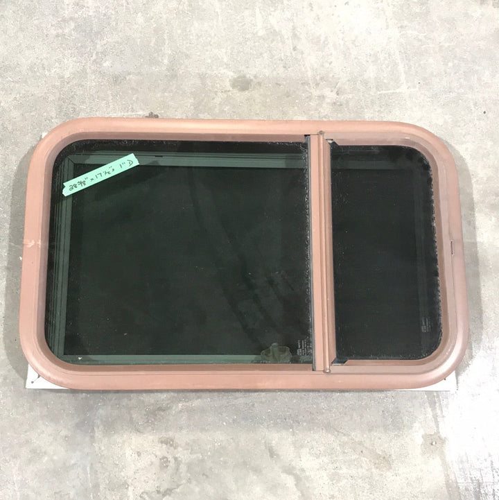 Used Brown Radius Double Pane-Storm Window : 28 3/4" W x 17 1/2" H x 1" D - Young Farts RV Parts