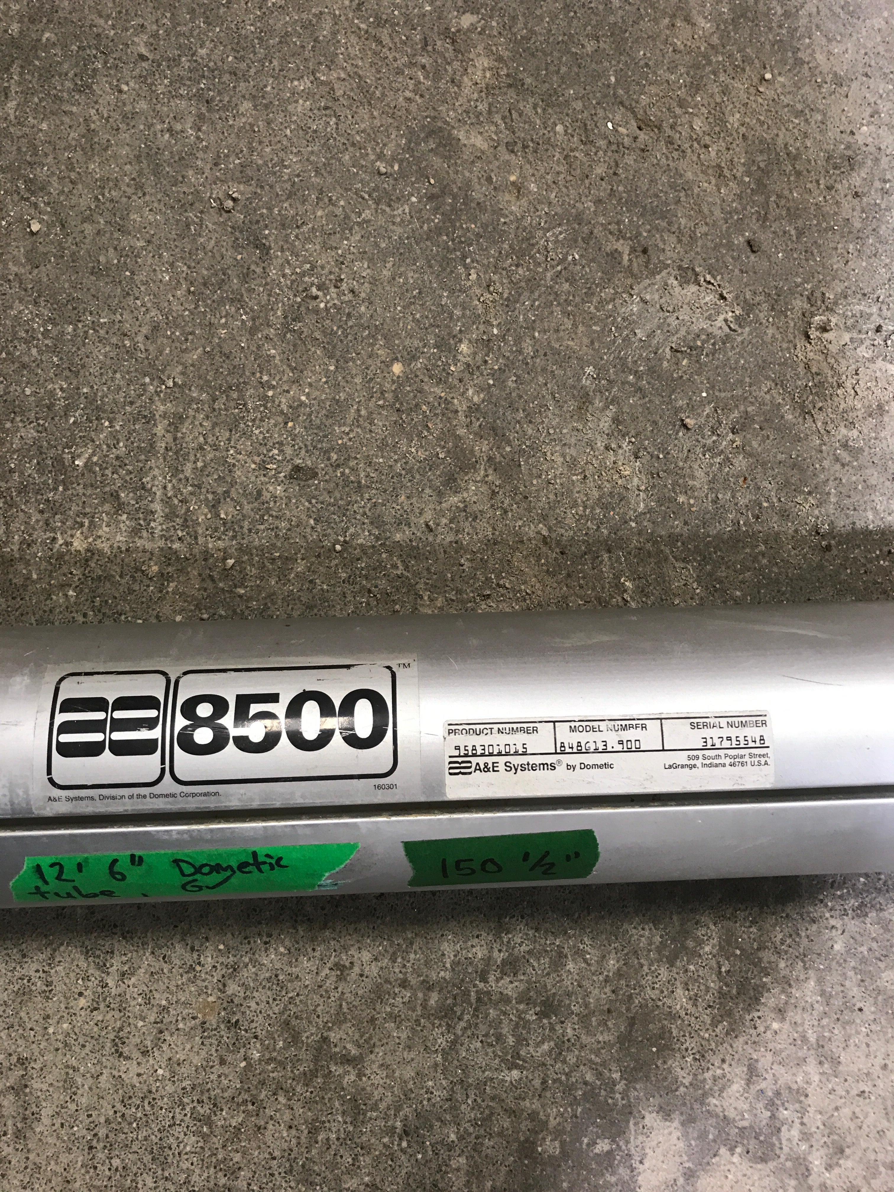 Used Dometic Awning Roller Tube 12 1/2'