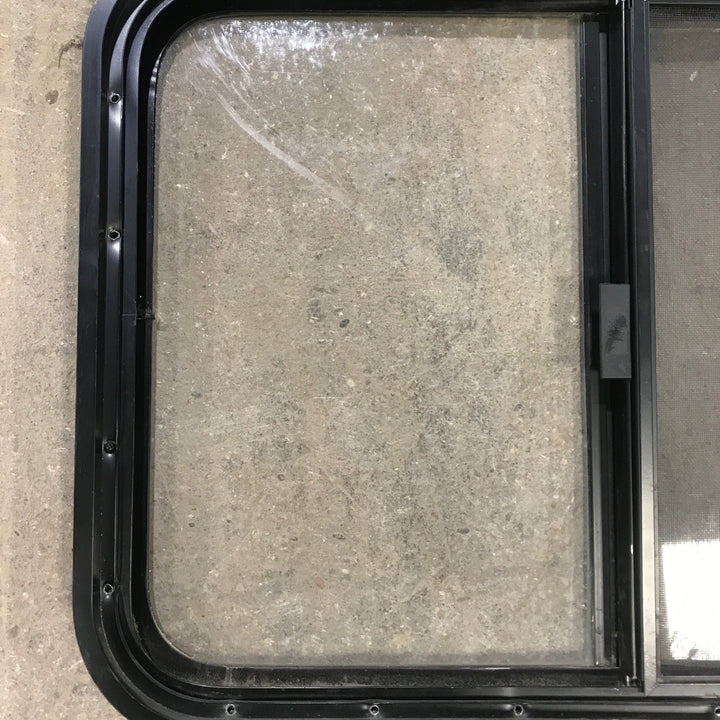 Used Black Radius Opening Window : 29.5" X 21.5" X 1.875" - Young Farts RV Parts