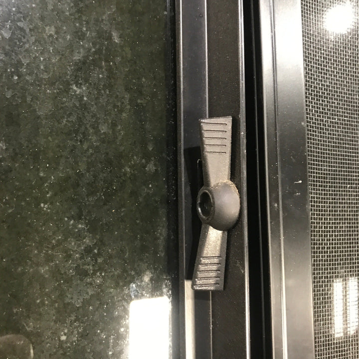 Used Black Radius Opening Window : 29.5" X 14.5" X 1.5" - Young Farts RV Parts