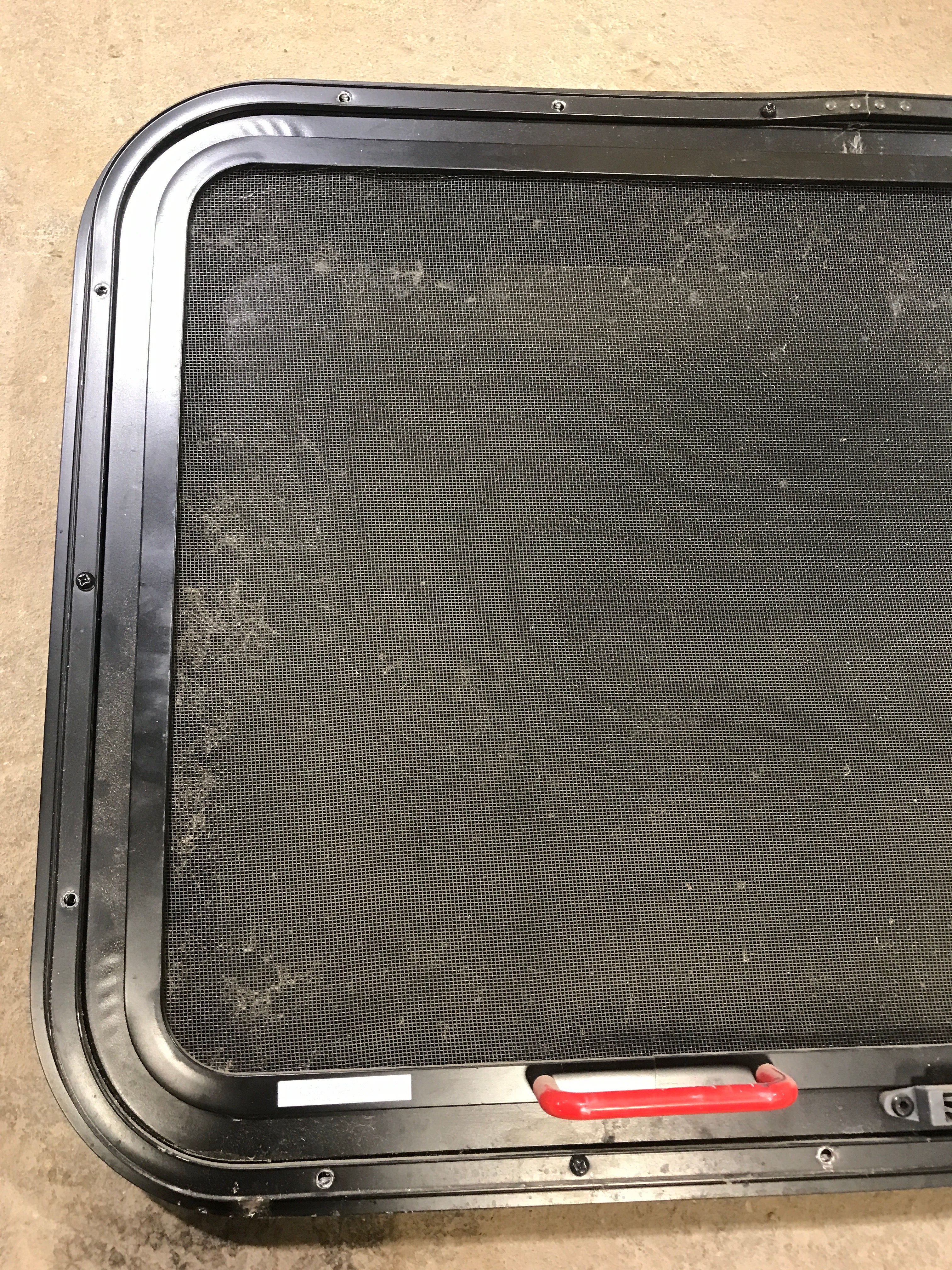 Used Black Radius Emergency Opening Window : 29.5" X 19.5" X 1.5" - Young Farts RV Parts