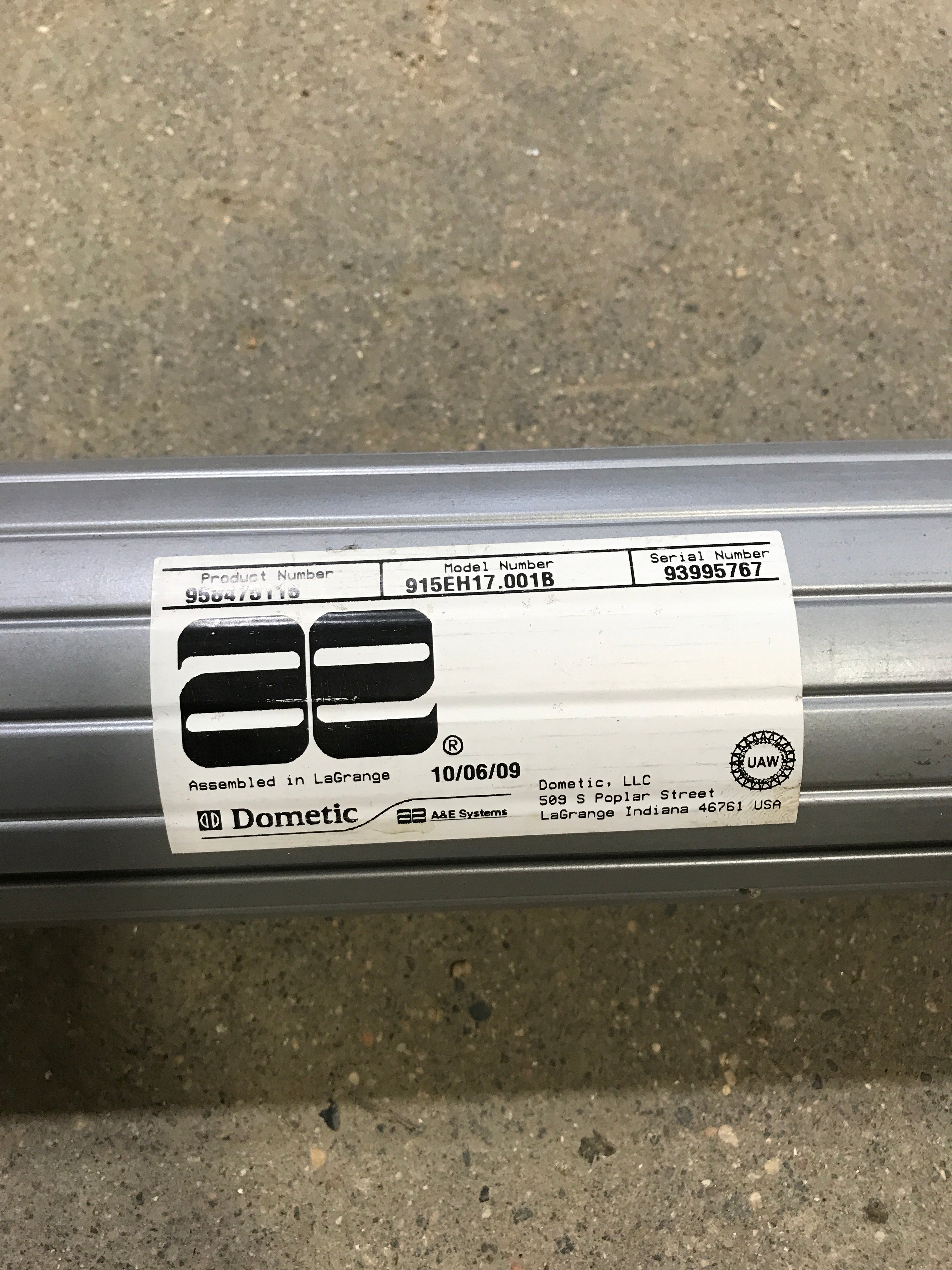 Used Dometic Awning Roller Tube 16 1/2'