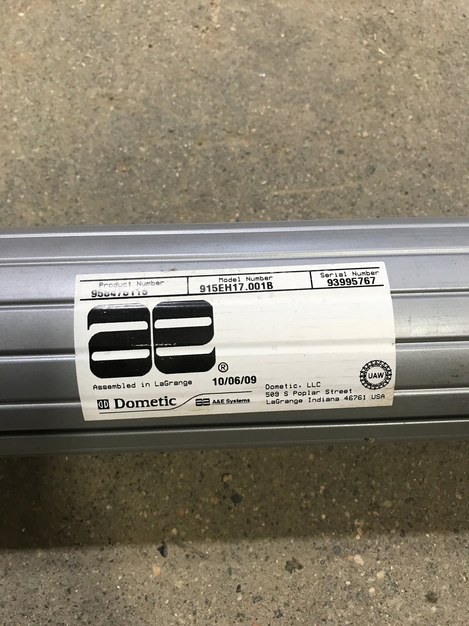 Used Dometic Awning Roller Tube 16 1/2'