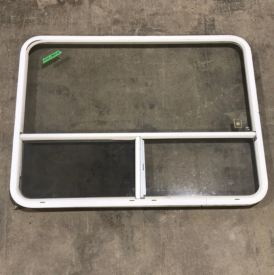 Used White Radius Opening Window : 47 1/2" W x 35 1/2" H x 2" D