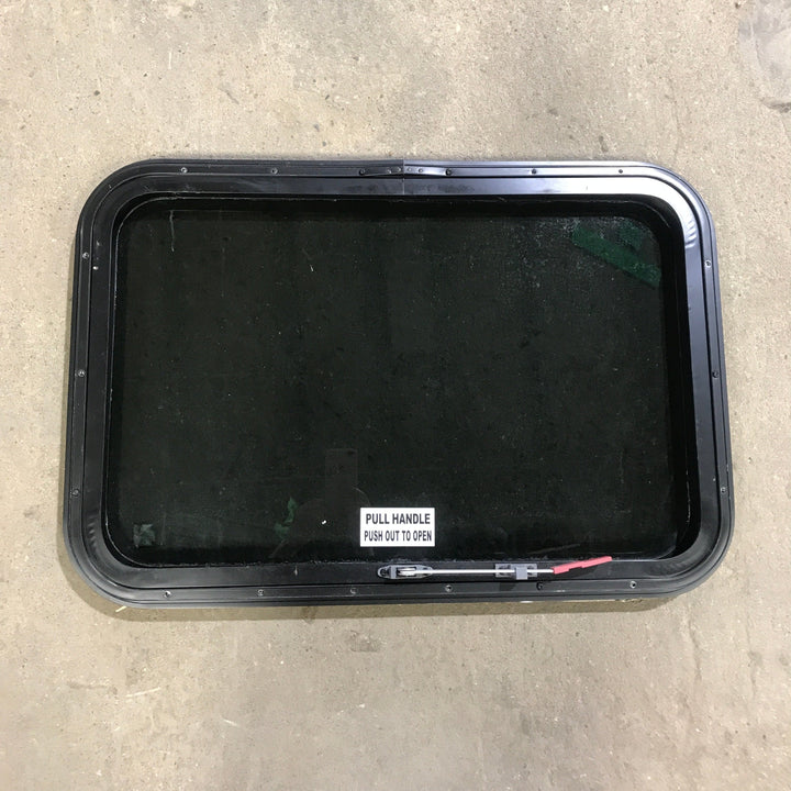 Used Black Radius Emergency Opening Window : 29.5" X 19.5" X 1.5" - Young Farts RV Parts