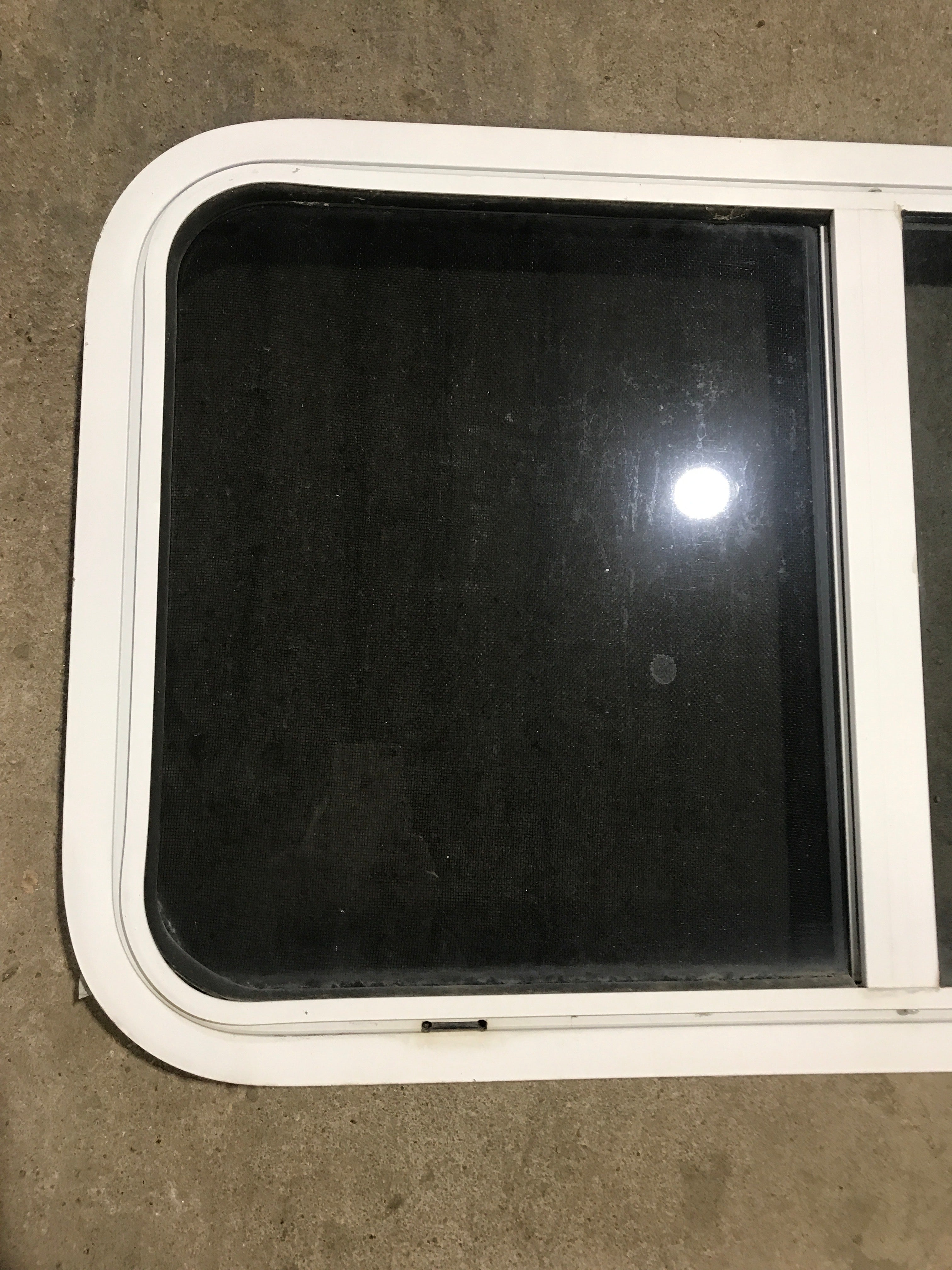 Used Slanted White Radius Opening Window : 37" W x 18 3/4" H x 1 7/8" D