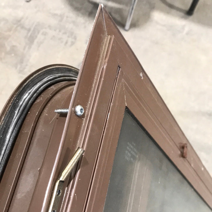 Used Brown Radius Dual Pane-Storm Window : 41 1/4" W x 14 3/4" H x 1 1/2" D - Young Farts RV Parts