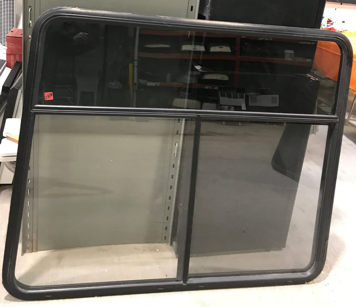 Used Black Radius Opening Window : 47 1/2" W x 39" H x 1 3/4" D
