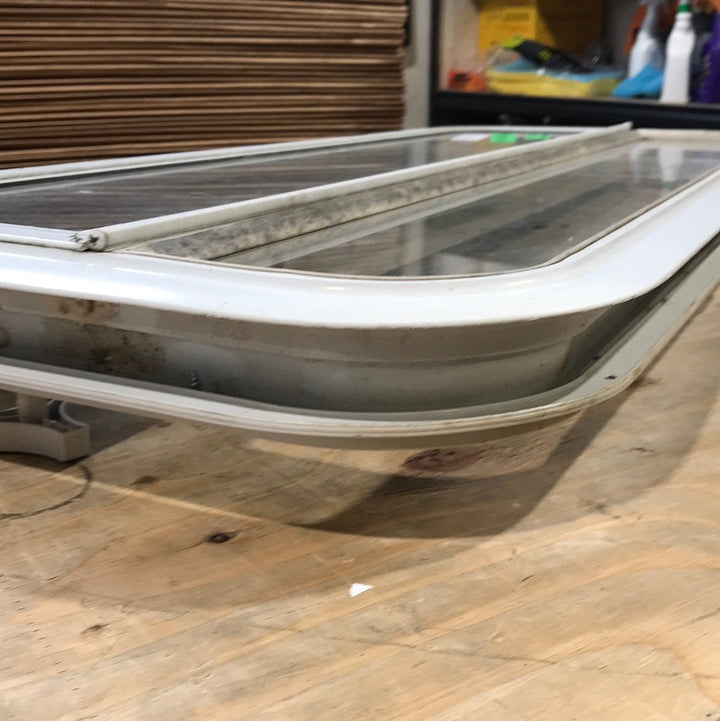 USED White Radius Opening Window : 35 1/2" W X 14 1/2" H X 1 3/4" D - Young Farts RV Parts
