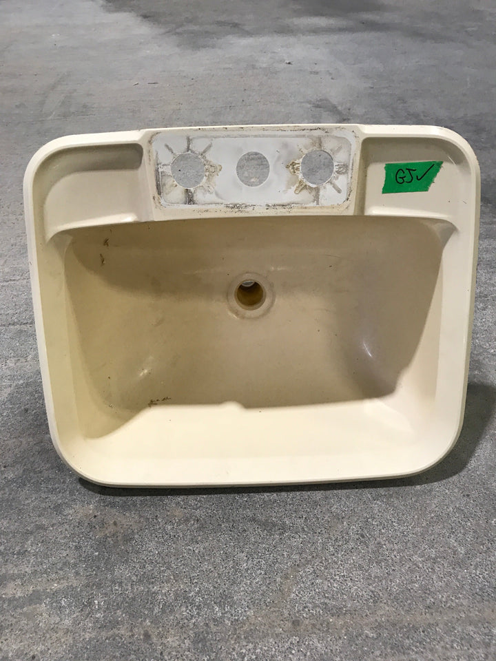 Used Bathroom Sink, Bone - 14 1/2" x 12 1/2" x 5"D