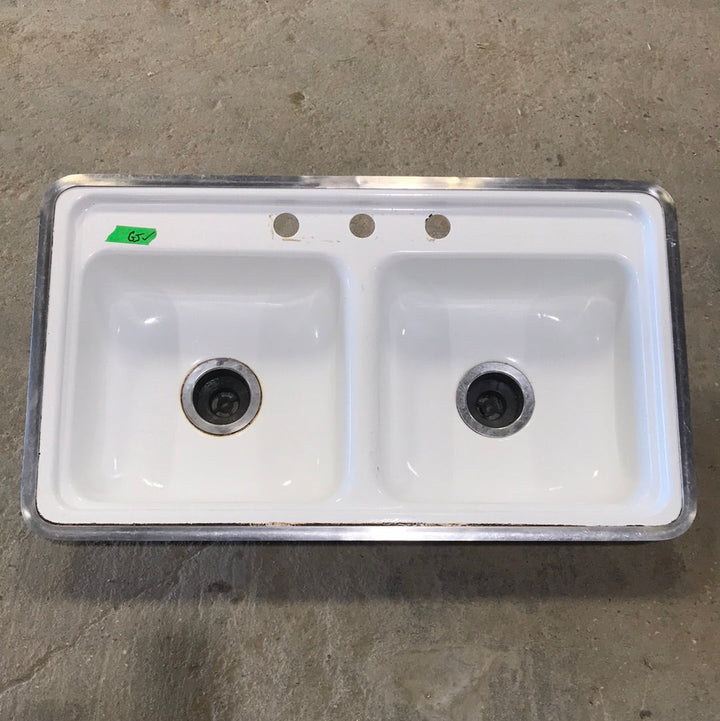 Used Double Kitchen Sink 33” W x 19” L