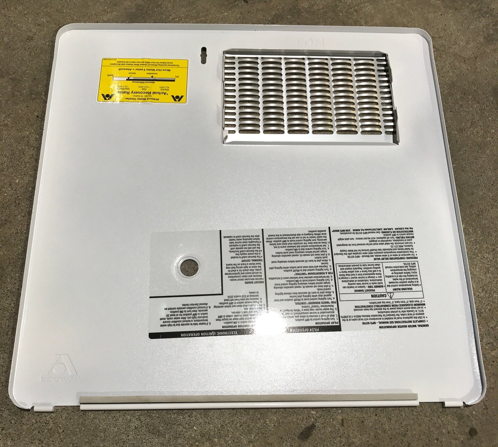 Used Atwood 10 Gallon Water Heater - surface mount NO FRAME