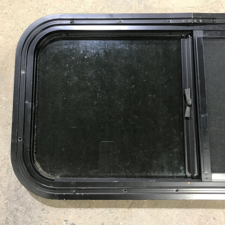 Used Black Radius Opening Window : 29.5" X 14.5" X 1.5" - Young Farts RV Parts