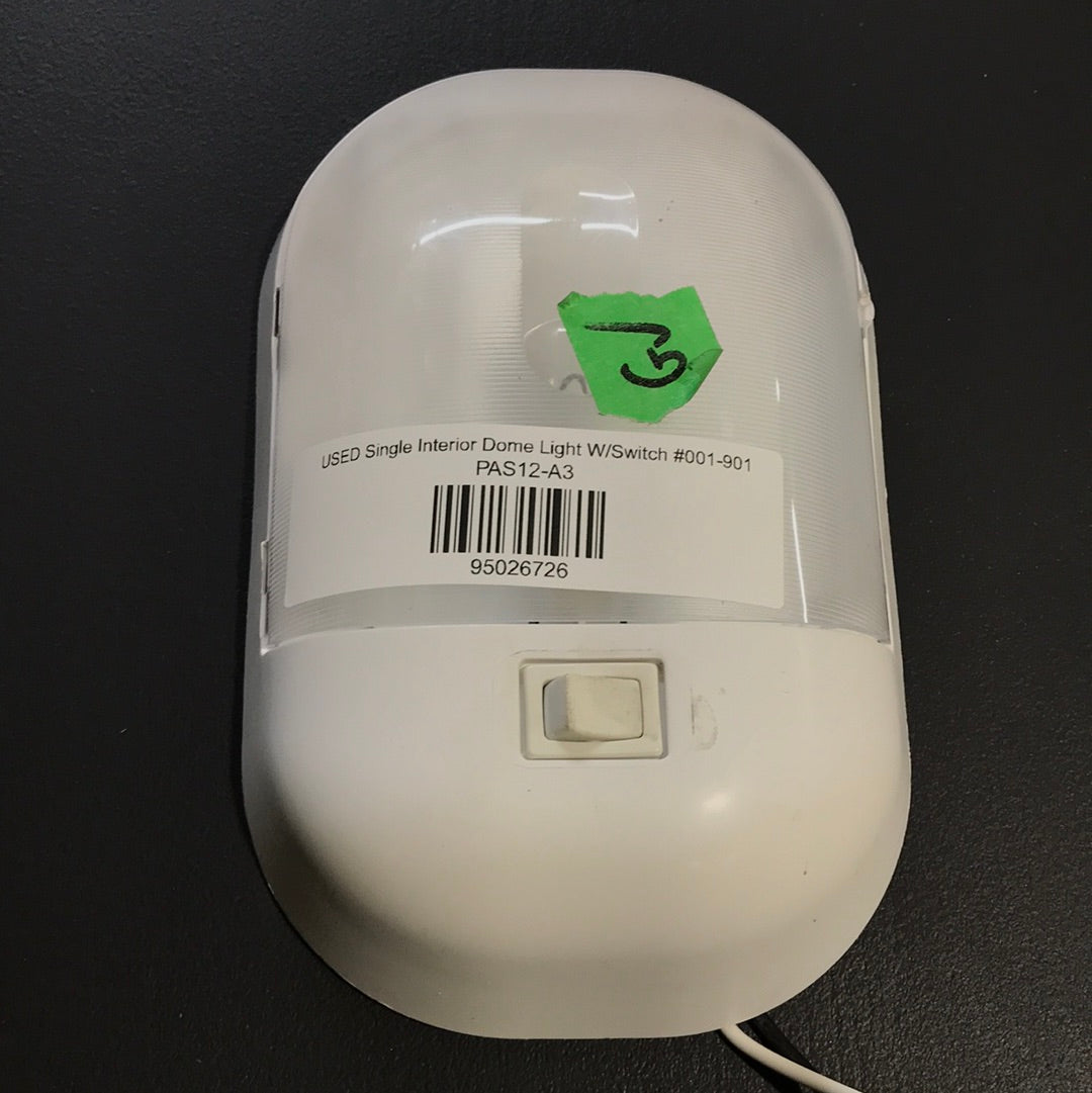 Used Single Ceiling Dome Light W/Switch #001-901