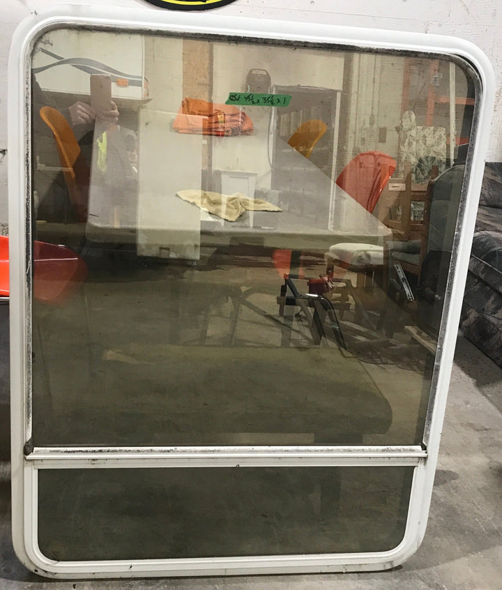 Used White Radius Opening Window : 45 1/2" W x 35 1/2" H x 2" D