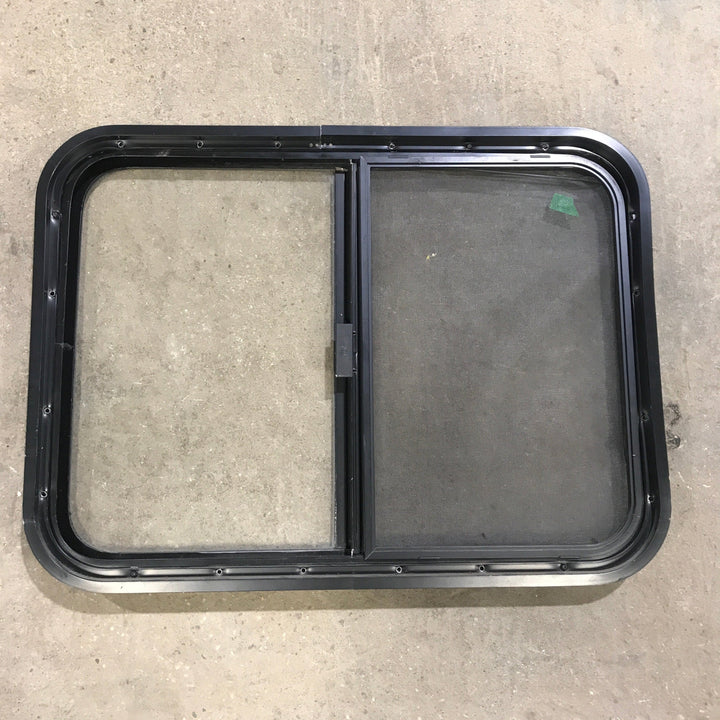 Used Black Radius Opening Window : 29.5" X 21.5" X 2" - Young Farts RV Parts