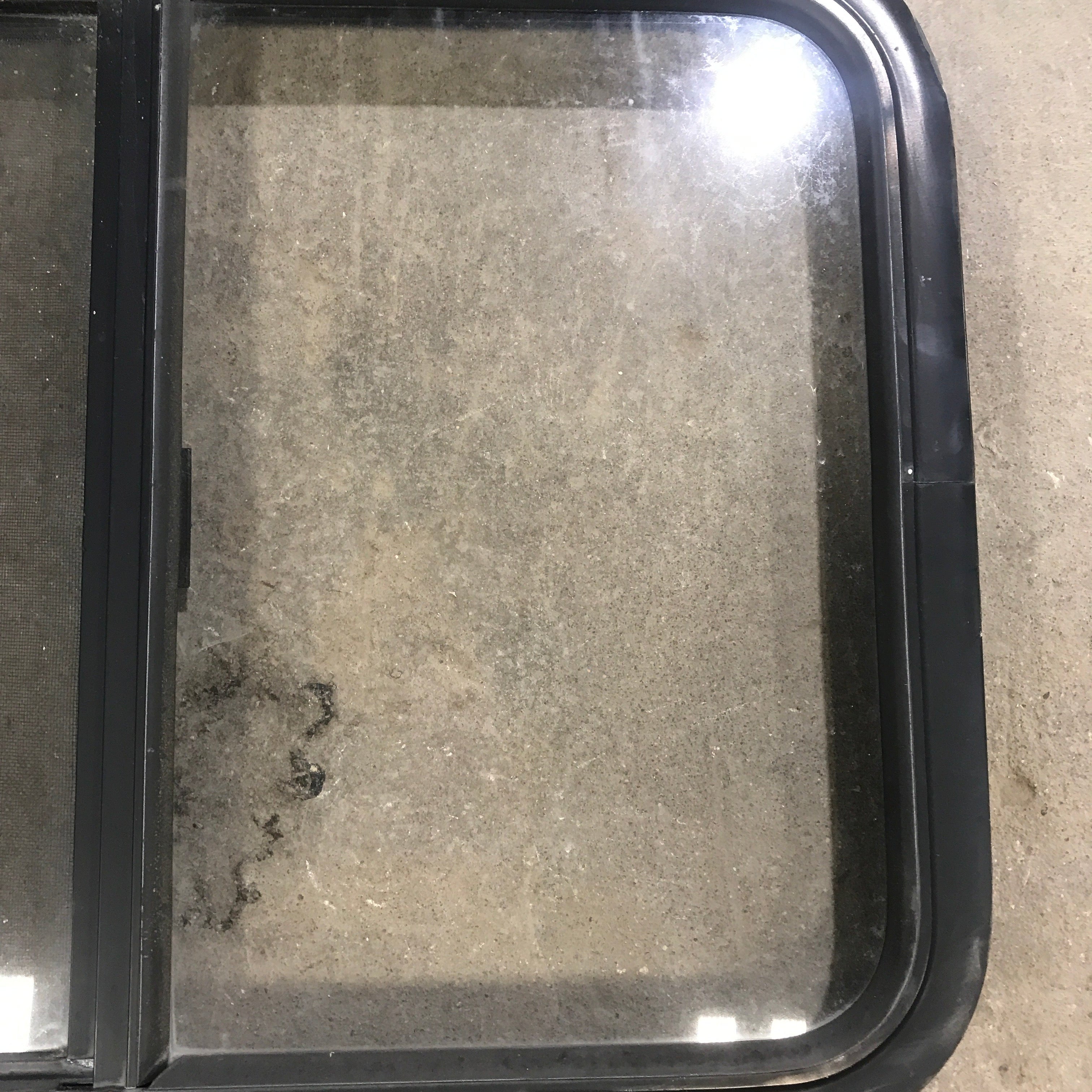 Used Black Radius Opening Window : 29.5" X 21.5" X 2" - Young Farts RV Parts