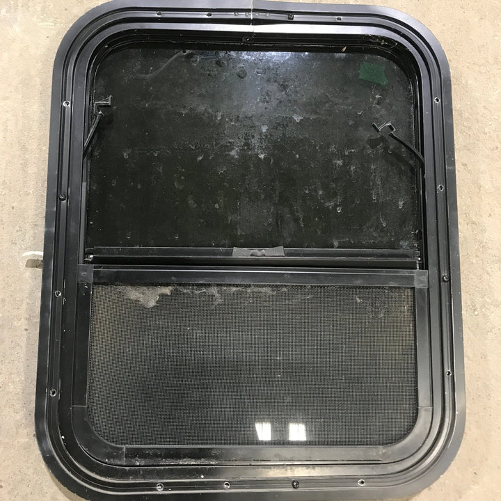Used Black Radius Opening Window : 21.5" X 17.5" X 1.25" - Young Farts RV Parts