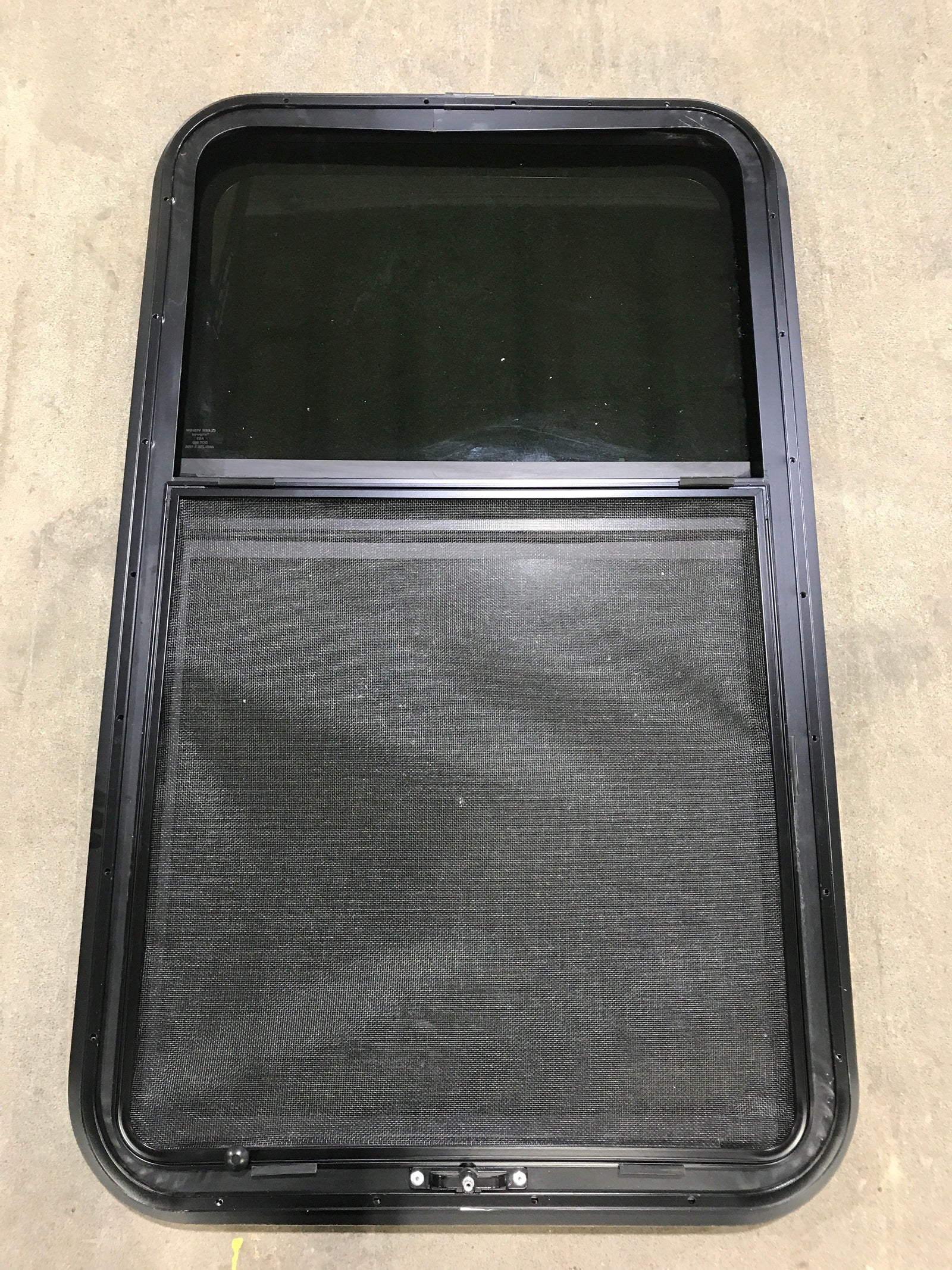 Used Black Radius Frameless Opening Window : 39 1/4 X 23 1/2 X 1 1/2