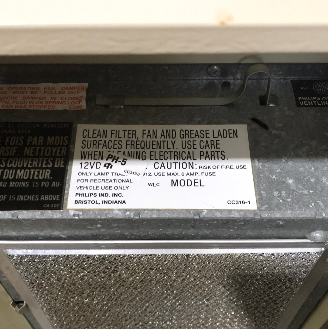 Used Ventline RV Range Hood Fan CC316-1