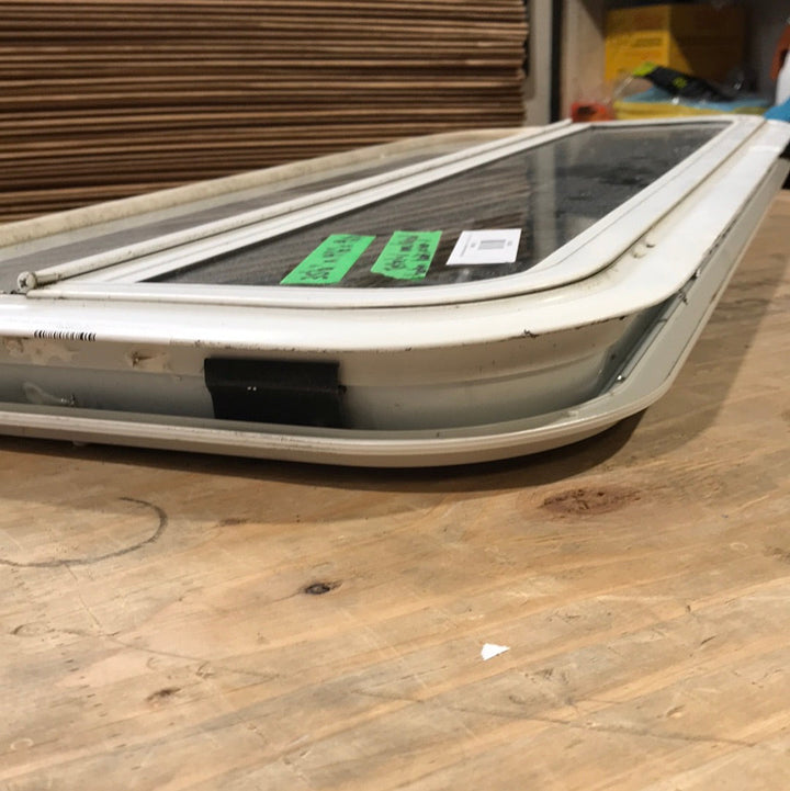 USED White Radius Opening Window : 35 1/2" W X 14 1/2" H X 1 3/4" D - Young Farts RV Parts