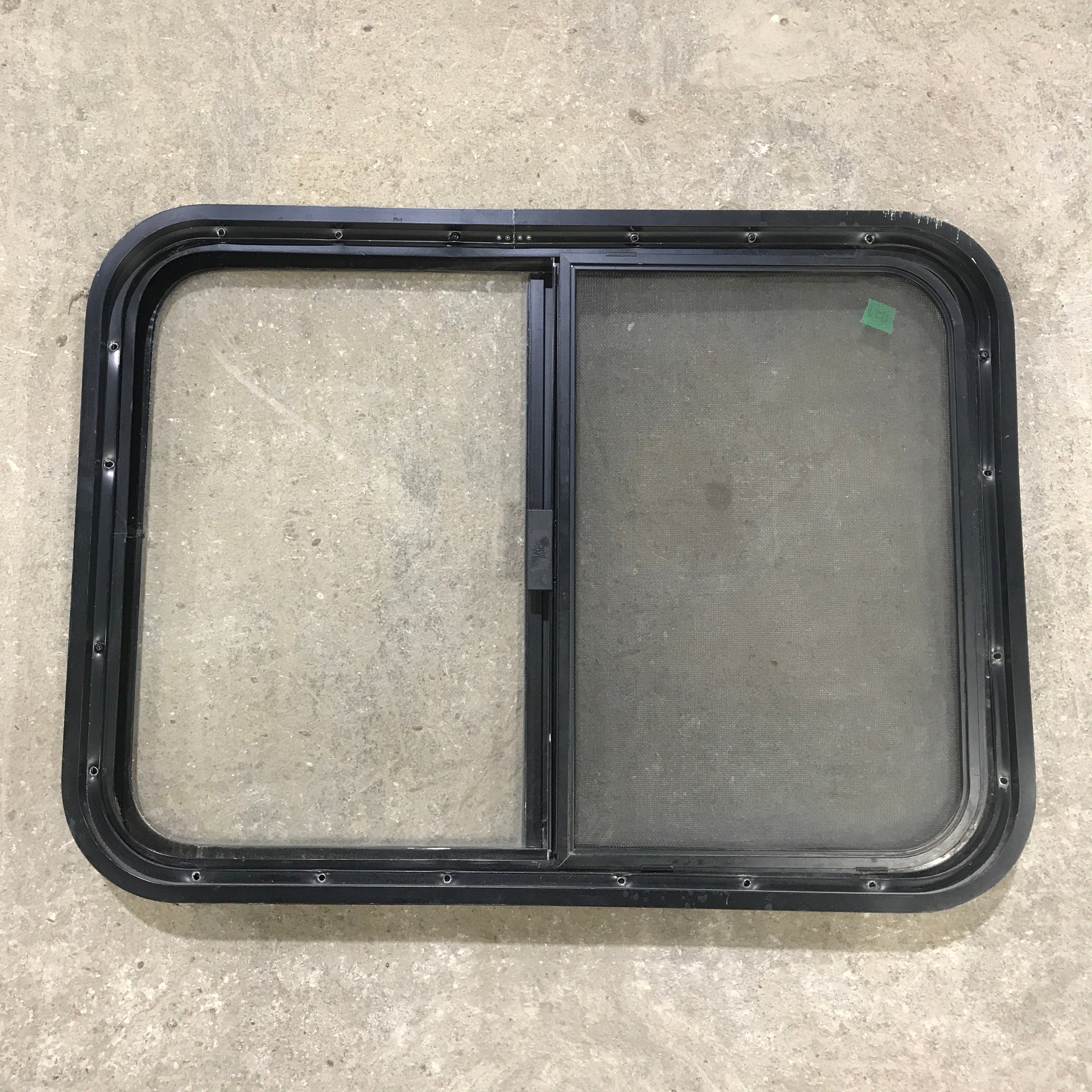 Used Black Radius Opening Window : 29.5" X 21.5" X 1.875" - Young Farts RV Parts