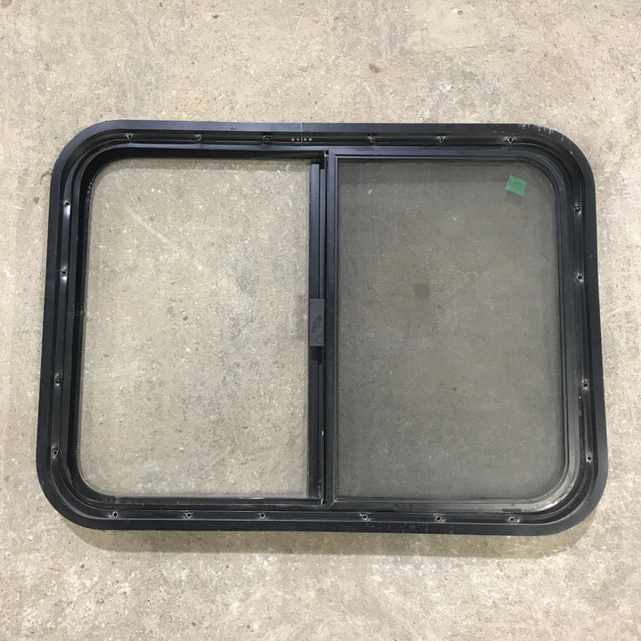 Used Black Radius Opening Window : 29.5" X 21.5" X 1.875" - Young Farts RV Parts