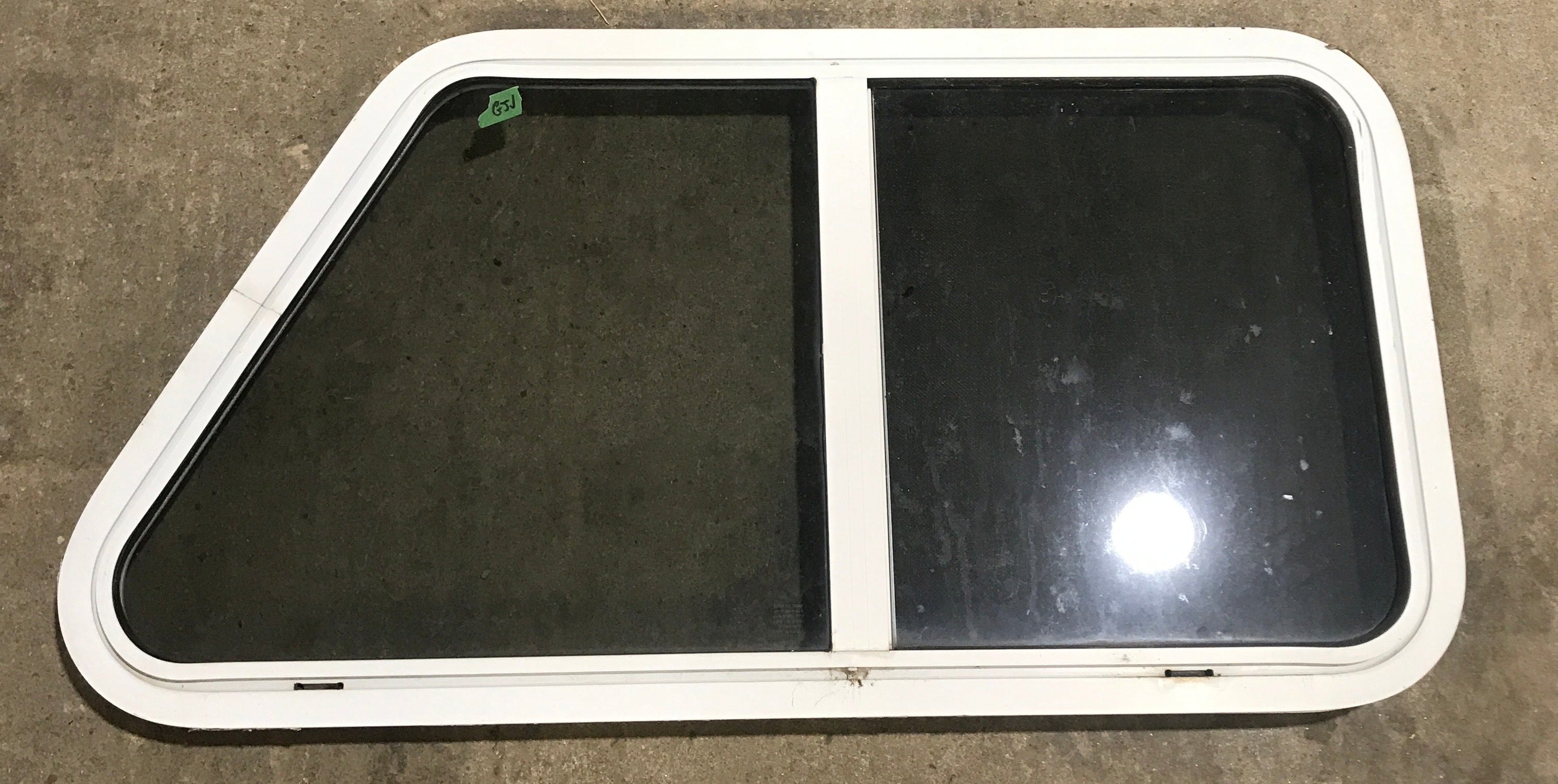 Used Slanted White Radius Opening Window : 37" W x 18 3/4" H x 1 7/8" D