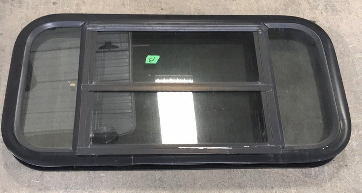 Used Black Radius Opening Window : 29 1/2" W x 15" H x 2" D - Young Farts RV Parts