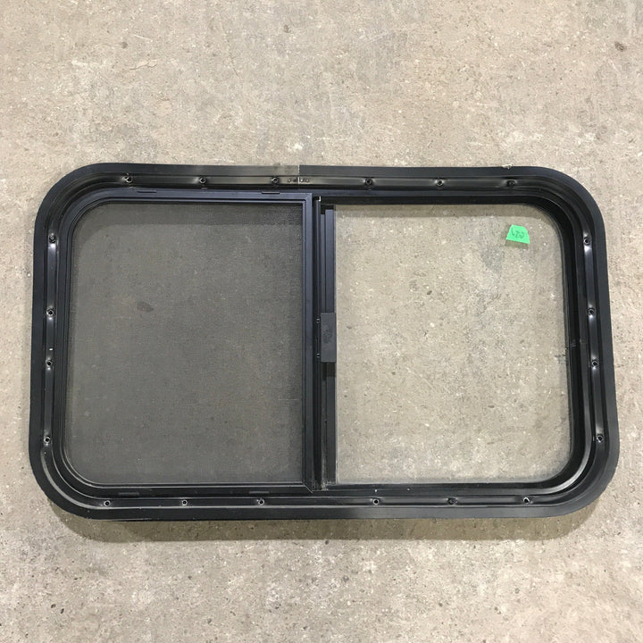 Used Black Radius Opening Window : 29.5" X 17.5" X 1.875" - Young Farts RV Parts