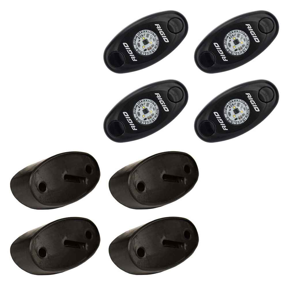 A - Series Rock Light Kit - 4 Cool White Lights - Black - Young Farts RV Parts