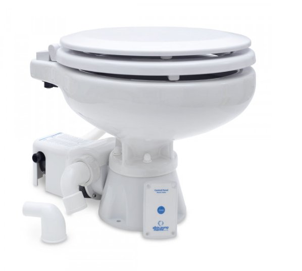 Albin 07 - 02 - 008 Marine Series Toilet, White Porcelain/White Wooden Seat - Young Farts RV Parts