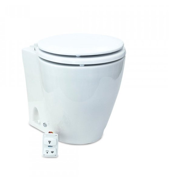 Albin 07 - 03 - 045 Marine Series Toilet, White Porcelain/White Wooden Seat - Young Farts RV Parts