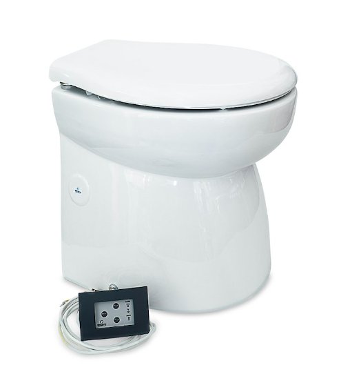 Albin 07 - 04 - 014 Marine Series Toilet, White Porcelain/White Wood Luxury Premium Softclose Seat - Young Farts RV Parts