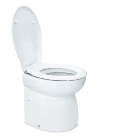 Albin 07 - 04 - 014 Marine Series Toilet, White Porcelain/White Wood Luxury Premium Softclose Seat - Young Farts RV Parts