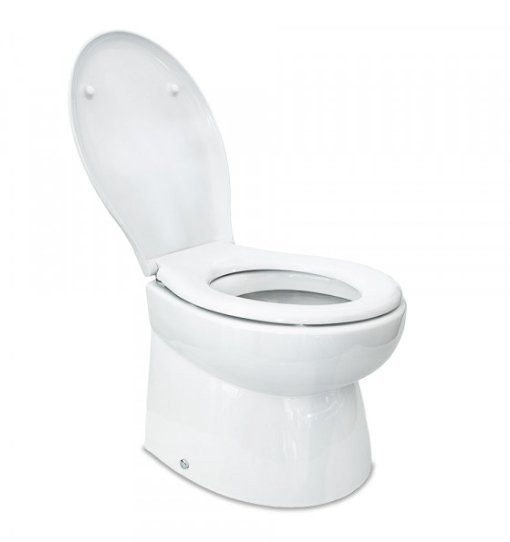 Albin 07 - 04 - 016 Marine Series Toilet, White Porcelain/White Wood Luxury Premium Softclose Seat - Young Farts RV Parts