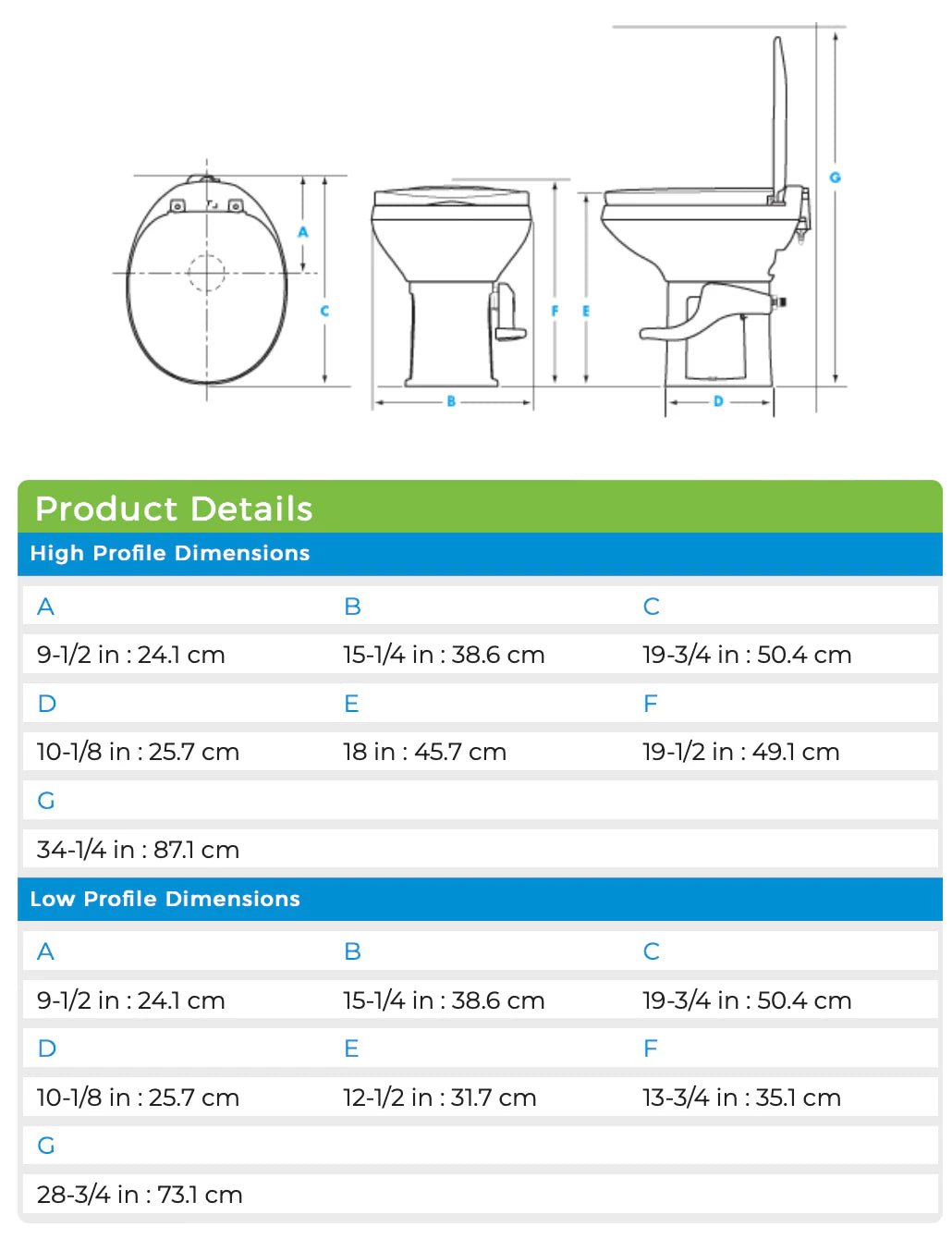 Aqua Magic Residence Toilet - 42169, High Profile - White - Young Farts RV Parts