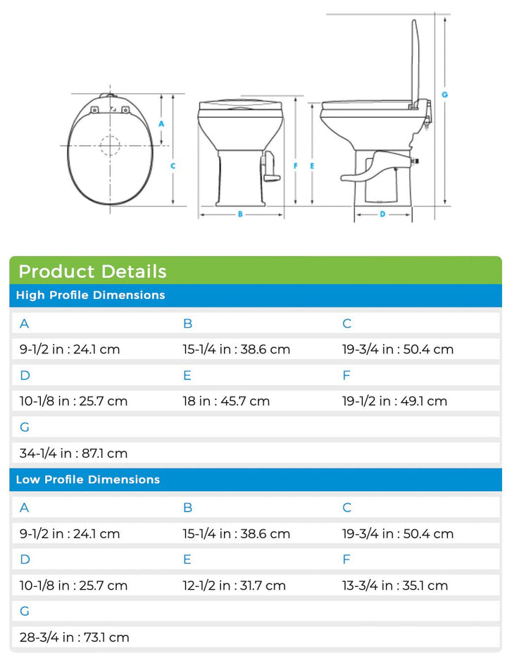 Aqua Magic Residence Toilet - 42169, High Profile - White - Young Farts RV Parts