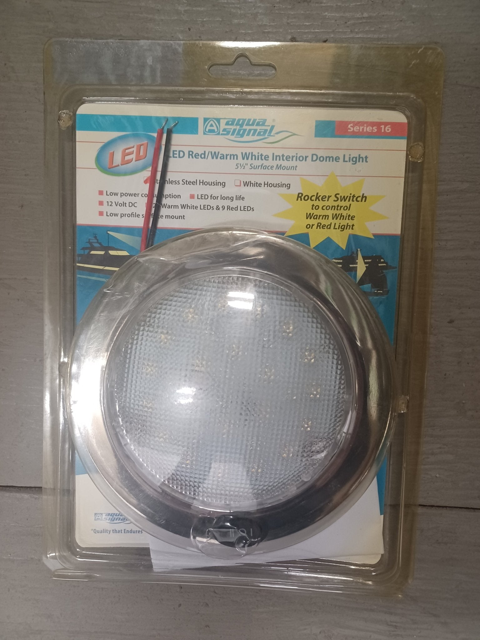 Aqua Signal 5 1/2 - Inch 12 - Volt LED Dome Light with Switch for RedWarm White Light - Young Farts RV Parts