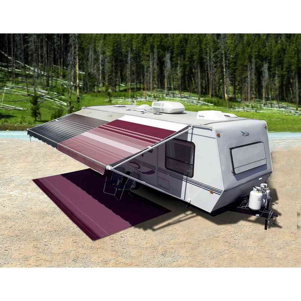 Awning Fabric 1 - Piece 16' Sierra Brown White Flexguard - Young Farts RV Parts