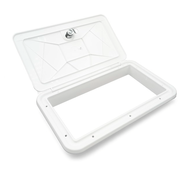B&B Molders 94314 Polar White Rectangular Multi - Purpose Access Hatch w/o Door Cutout - Young Farts RV Parts