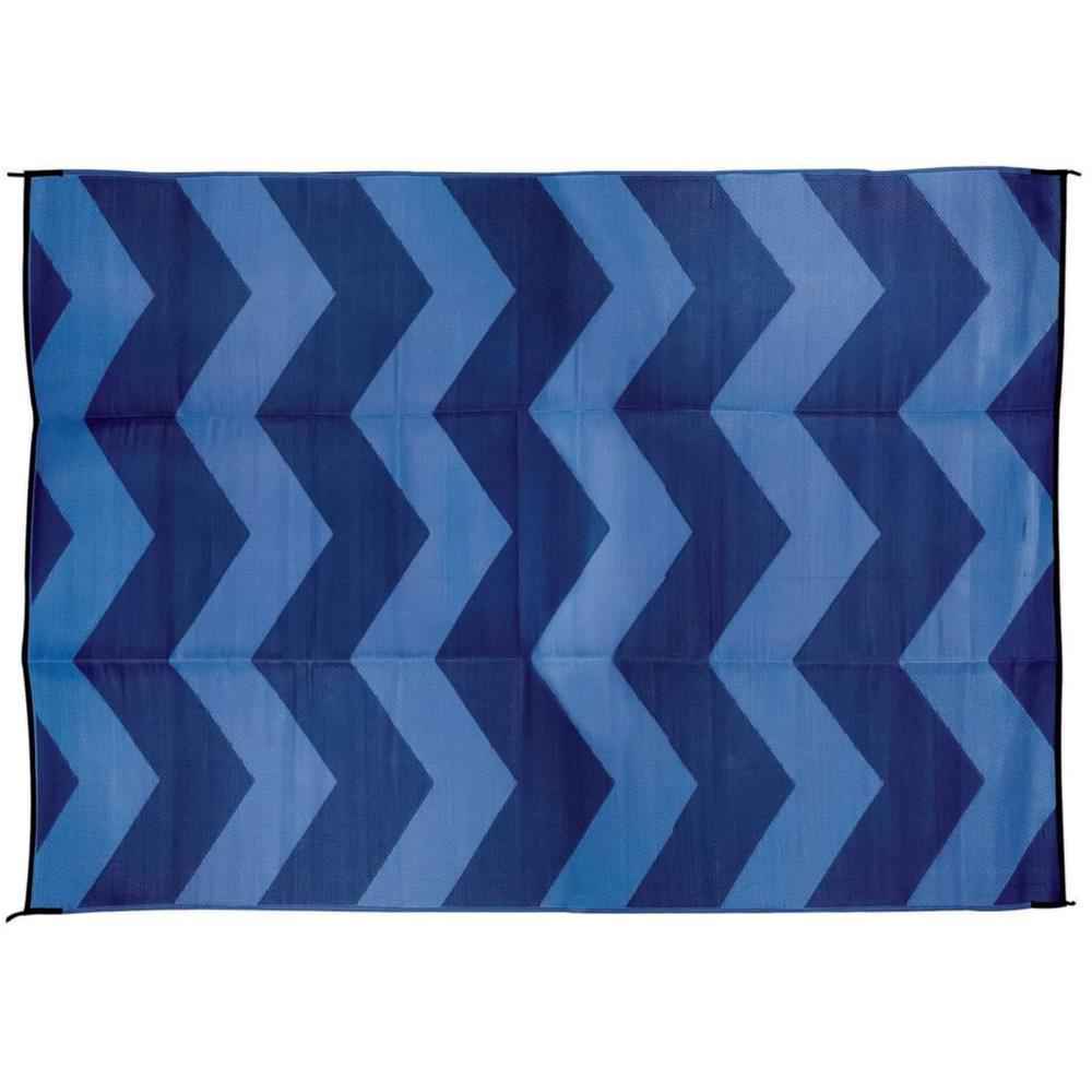 Blue Chevron Design 9' x 12' Reversible Outdoor Mat - Young Farts RV Parts