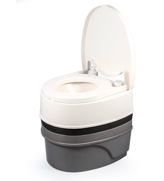 Camco 41545 Portable Toilet 5.3 Gallon White/ Black/ Gray Plastic with Pump Flush - Young Farts RV Parts