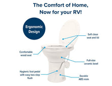 Load image into Gallery viewer, Camco 41715 High Profile Toilet, Ceramic Bowl/Slow Close Wood Seat And Lid - Bone Colour - Young Farts RV Parts