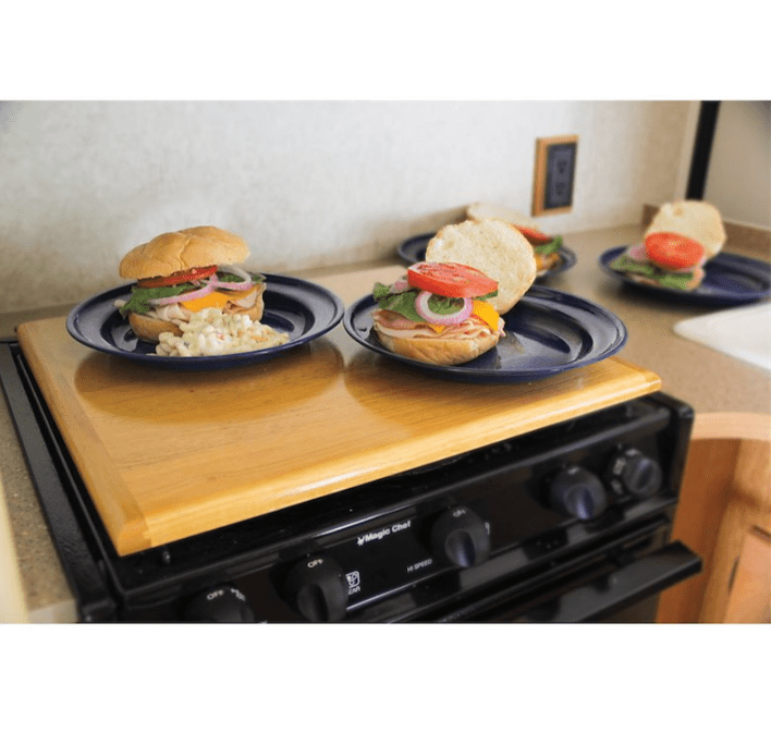 Camco 43521 Oak Accents™ Stove Top Cover; 19 - 5/8" x 17 - 1/2"; Oak Finish - Young Farts RV Parts