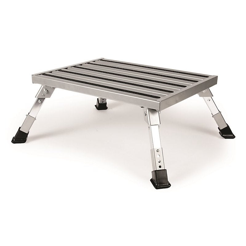 Camco 43676 One Step Step Stool With Foldable Legs - Silver - Young Farts RV Parts